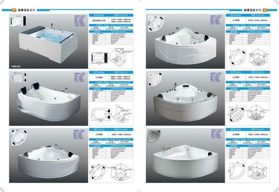 Durable Rectangular Wall Mounted Bathtub 6 Air Bubble Jets Bathroom Sanitary Wares