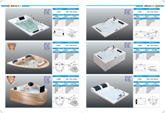 Durable Rectangular Wall Mounted Bathtub 6 Air Bubble Jets Bathroom Sanitary Wares