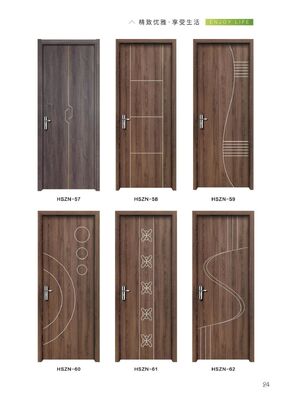 Water Repellent WPC Flush Door WPC Toilet Door With PVC Film Design