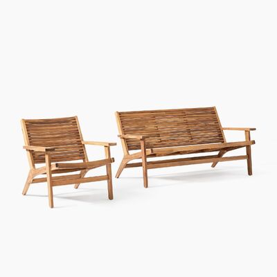 Easy Assembly Outdoor Wooden Furniture Sofa Chair With UV Resistant PE Rattan