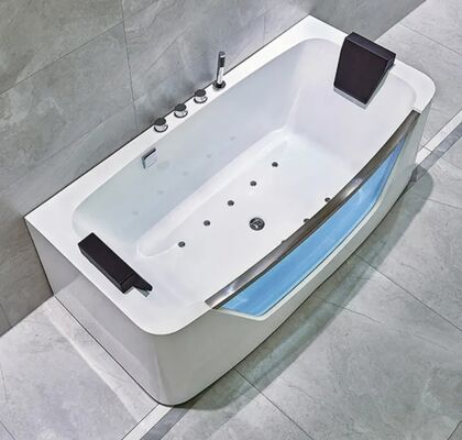 Rectangular Bubble Massage Bathtub Freestanding Massage Bathtub 1700mm 1800mm Length