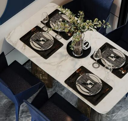 Modern Wood And Metal Furniture Dining Table And Chairs Multi Functional Customized