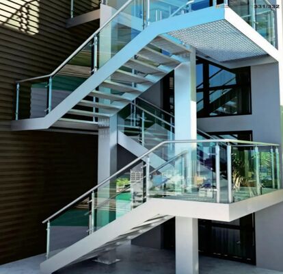 Clear Silver Polished Stainless Steel Glass Handrail Corrosion Proof Metal And Glass Banister