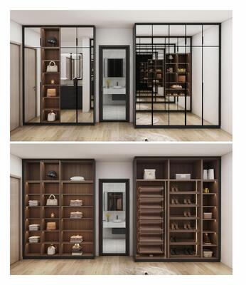 Customizable Wood Stainless Steel Wardrobe 60x200cm Modern Vintage