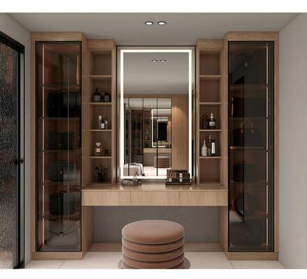 Custom Modern Wood Cabinets & Wardrobes with Stainless Steel Hardware