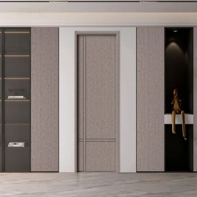 Fire Retardant WPC Door with Customized Handle Position and Door Frame for Courtyard Use