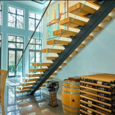 Wood And Glass Steel And Glass Handrail Perfect For Pastoral And Simplicity Design Styles