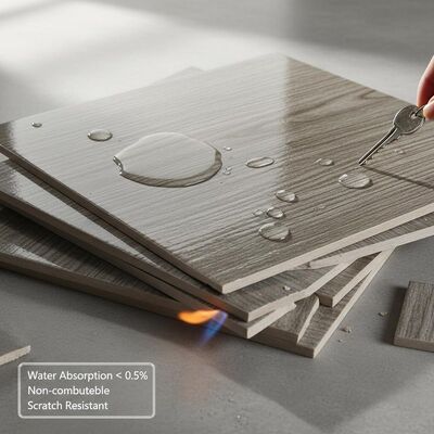 Glazed Ceramic Tiles with Water Absorption Under 0.5% Non-combustible Fire Resistance and Scratch Resistant Surface