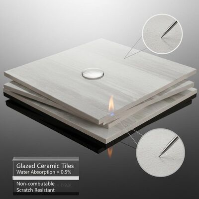 Glazed Ceramic Tiles with Water Absorption Under 0.5% Non-combustible Fire Resistance and Scratch Resistant Surface