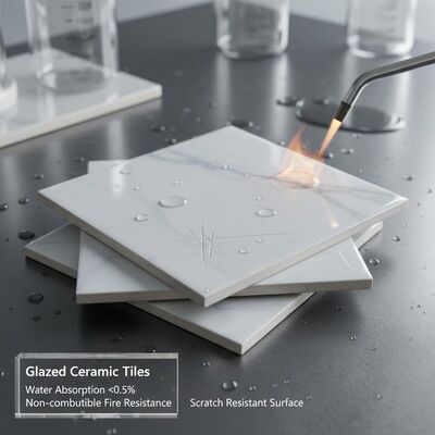 Glazed Ceramic Tiles with Water Absorption Under 0.5% Non-combustible Fire Resistance and Scratch Resistant Surface