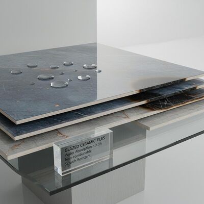 Glazed Ceramic Tiles with Water Absorption Under 0.5% Non-combustible Fire Resistance and Scratch Resistant Surface