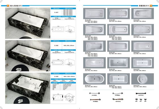Rectangular Embedded Bathtub Jacuzzi Massage Bathtub Sleek Design  Customised