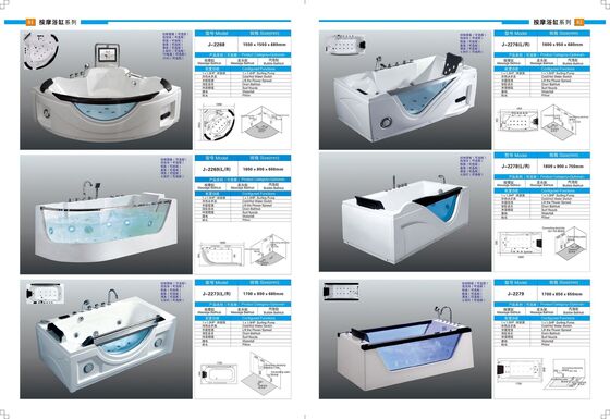 Rectangular Bubble Massage Bathtub Freestanding Massage Bathtub 1700mm 1800mm Length