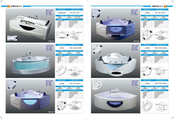 Rectangular Bubble Massage Bathtub Freestanding Massage Bathtub 1700mm 1800mm Length