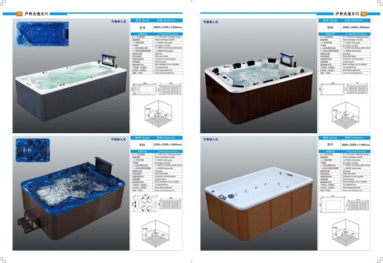 Stylish Bathroom Sanitary Wares Rectangular Jacuzzi Tub Good Functionality