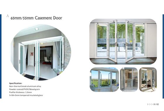 1.6mm Thickness Modern Aluminum Window Noise Reduction Aluminium Frame Casement Window