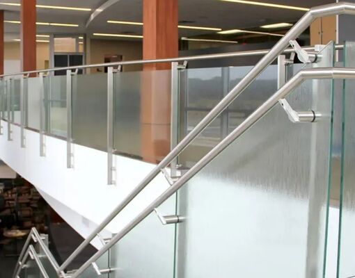 Durable High Strength Steel And Glass Handrail Stain Polished