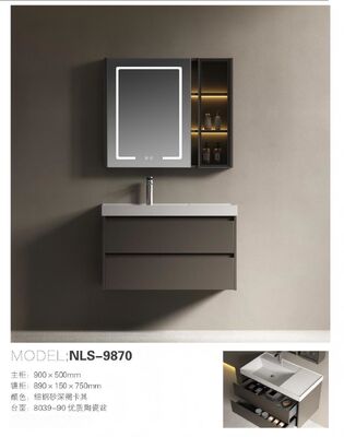 Modern Double Bowl Bathroom Sink with LED Mirror for Hotels