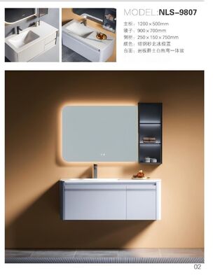 Modern Double Bowl Bathroom Sink with LED Mirror - Stainless Steel Bracket
