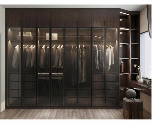 Customizable Wood Stainless Steel Wardrobe 60x200cm Modern Vintage
