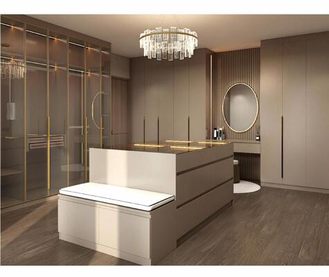 Custom Modern Wood Cabinets & Wardrobes with Stainless Steel Hardware