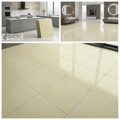 Light Yellow 600x600mm High Durability Ceramic Tiles for Kitchen Bathroom and Lobby Flooring
