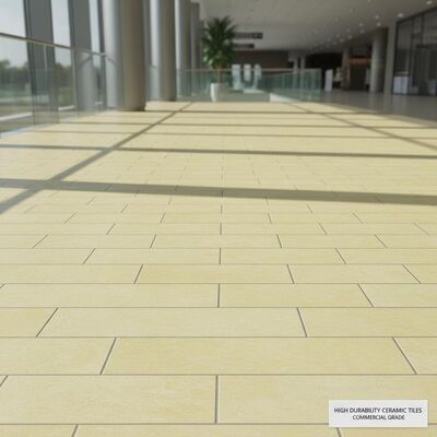 High Durability Ceramic Tiles in Light Yellow with Tiling Installation for Commercial Use