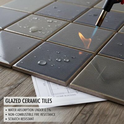 Glazed Ceramic Tiles with Water Absorption Under 0.5% Non-combustible Fire Resistance and Scratch Resistant Surface