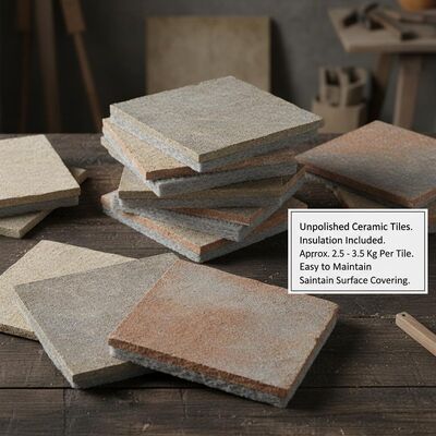 Unpolished Ceramic Tiles Insulation Included Approximately 2.5 to 3.5 Kg Per Tile and Easy to Maintain Surface Covering